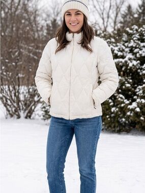 White Eddie Bauer Goose Down Off White Winter Jacket Size M